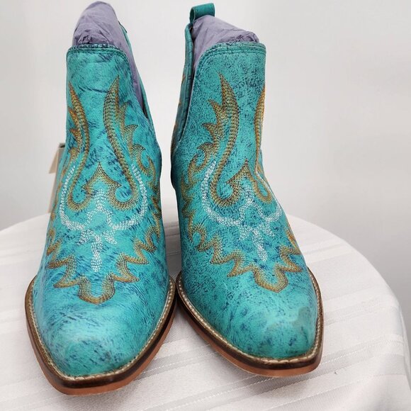 MYRA BAG Westerly Turquoise Western Leather Split Booties Ankle Boots 6-11 NWT - Picture 6 of 12